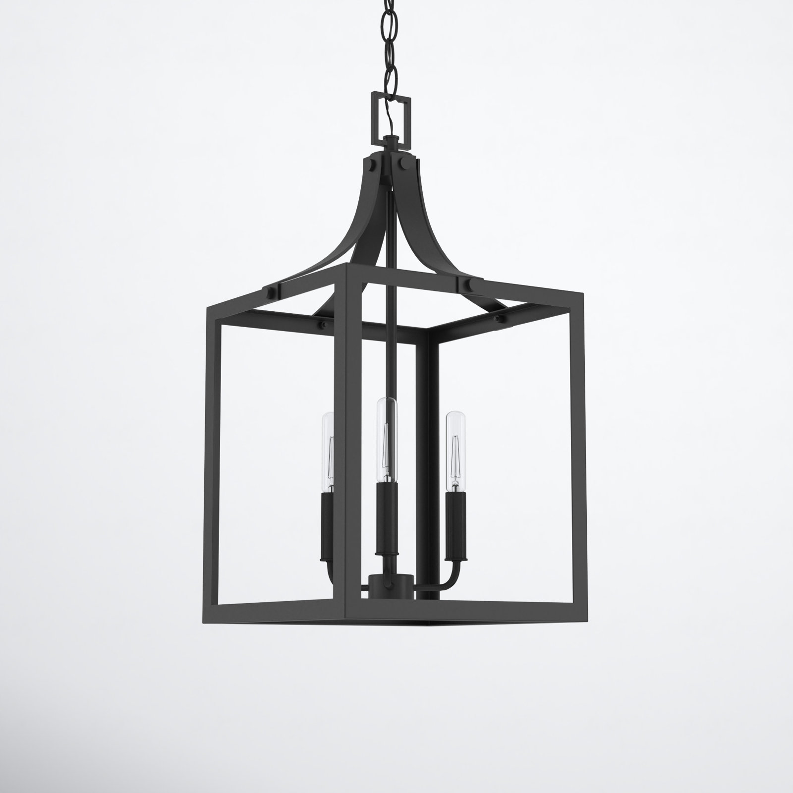 Carla 3 - Light Metal Dimmable Lantern Chandelier, Black, No, 19.75" H x 10" W x 10" D
