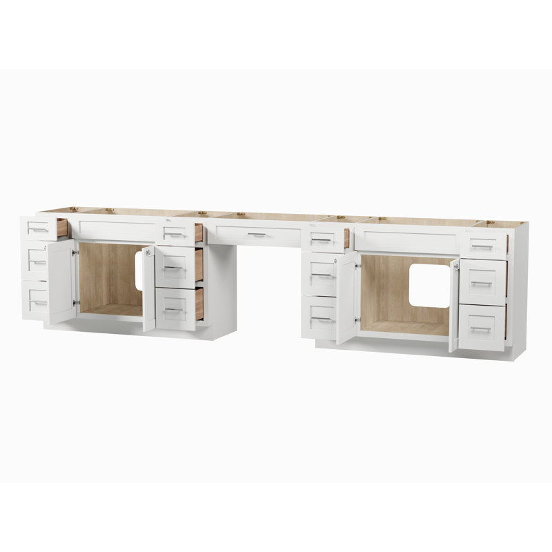 138'' Double Bathroom Vanity Base Only, White
