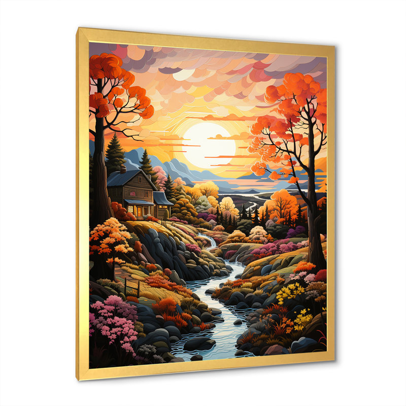 Reproduction sur toile, "Nature Connaissance Simplicity At Sunrise", Cadre doré simple, H 44 po x l 34 po x P 1,5 po