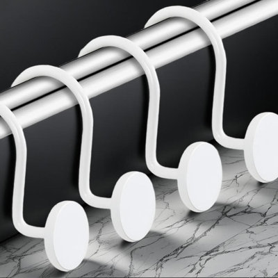 Crochets de rideau de douche, anneaux de rideau de douche en nickel, anneaux de crochets décoratifs ronds en métal antirouille pour tringles de salle de bain, ensemble de 12 crochets solides robustes