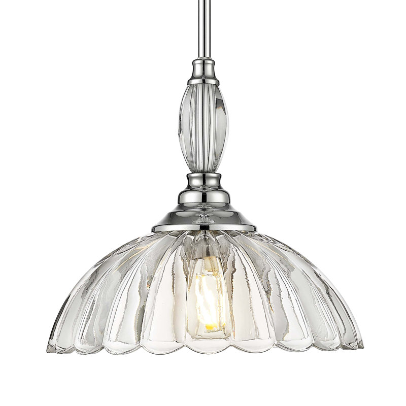 Luminaire suspendu 1 lumière en étain avec verre transparent M Elizabeth