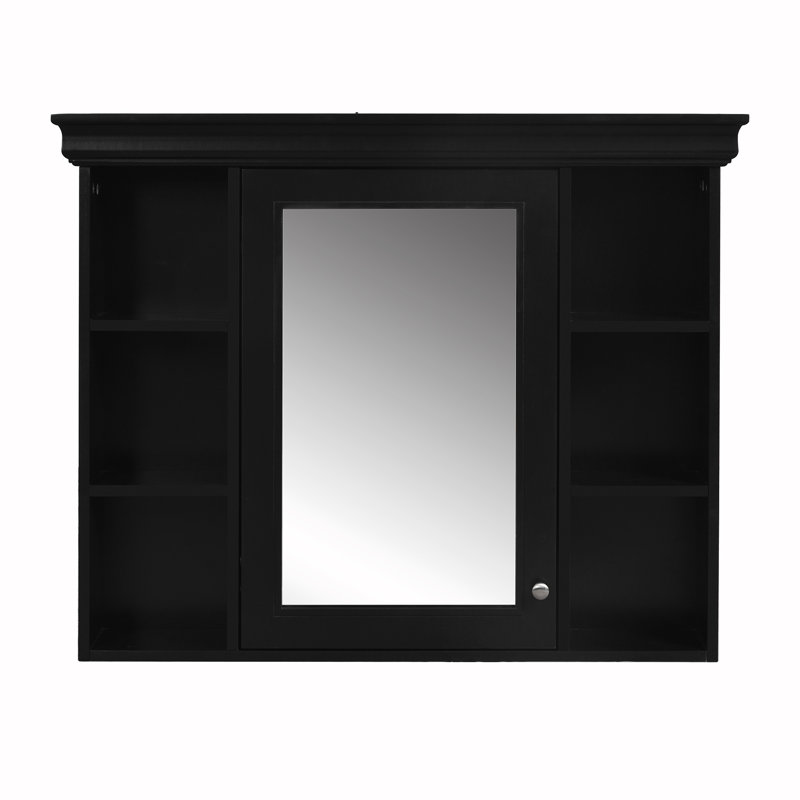 Wall mounted bathroom storage cabinet with mirror door, Noir