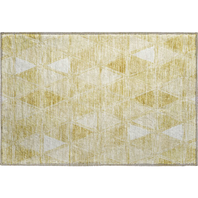 Premium Machine Washable Prisco Gold Rug