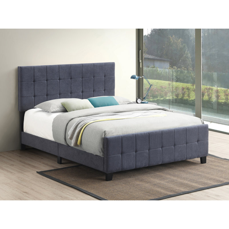 Auerbach Tufted Upholstered Low Profile Platform Bed, Full / Double, Dark Gray