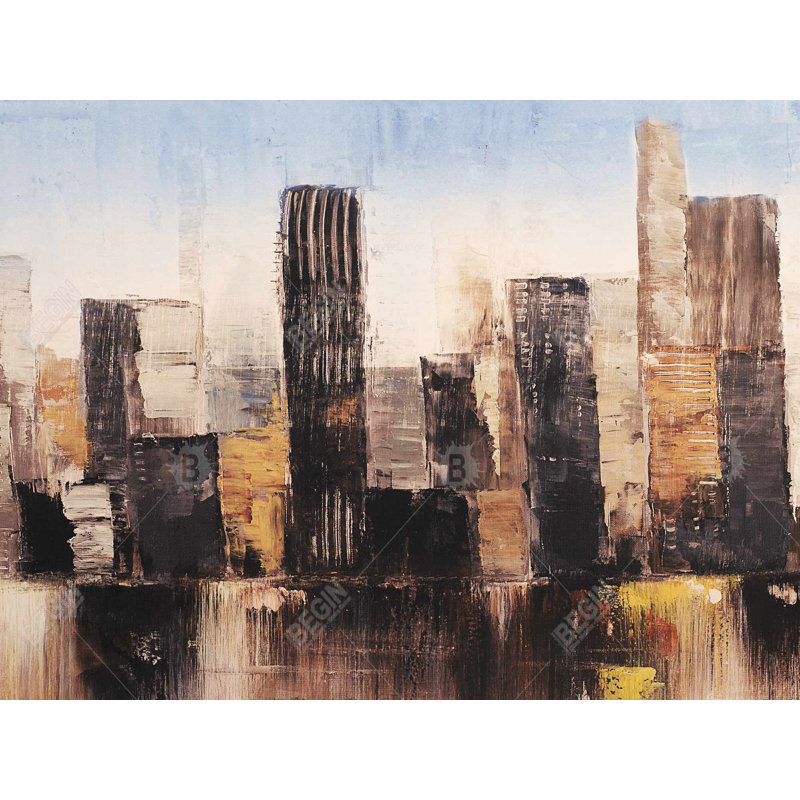 Bâtiments abstraits rayés | Bureau des villes, art décoratif sur toile