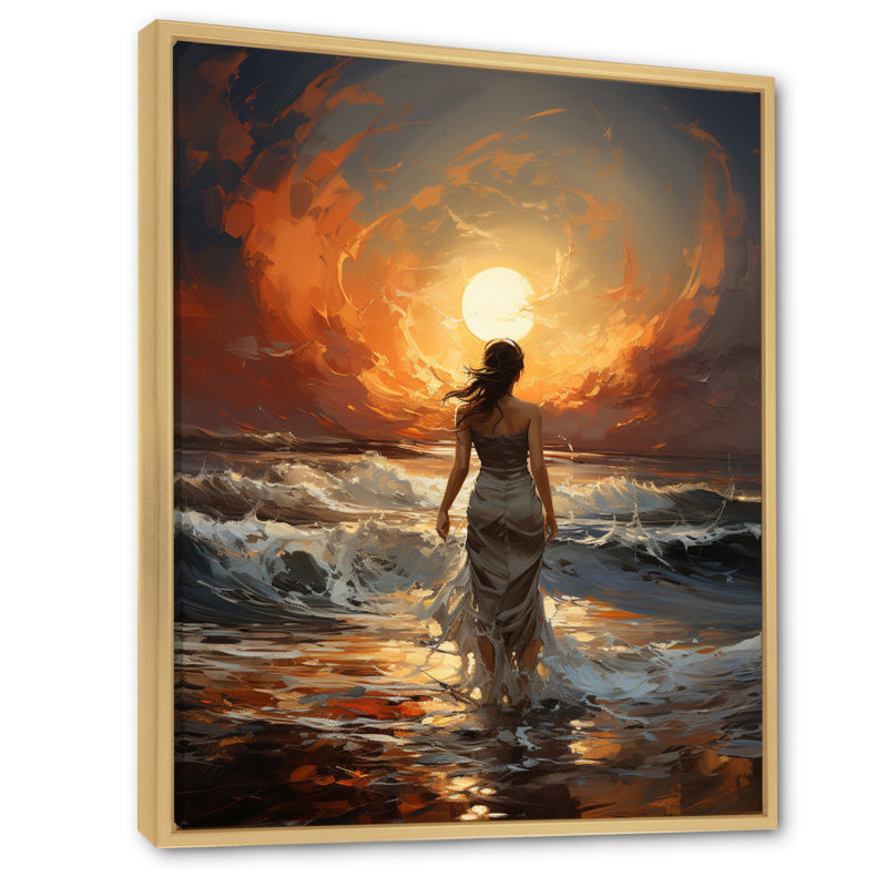 Costal Woman Sunset - impression, H 44 po x l 34 po x P 1,5 po, Cadre naturel flottant