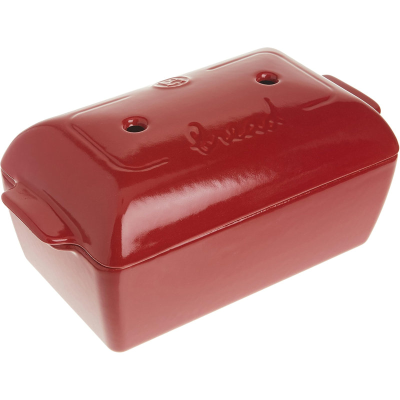 Emile Henry Ceramic Finish 9-Inches Bread Loaf Baker, Dishwasher Safe, Charcoal, Red