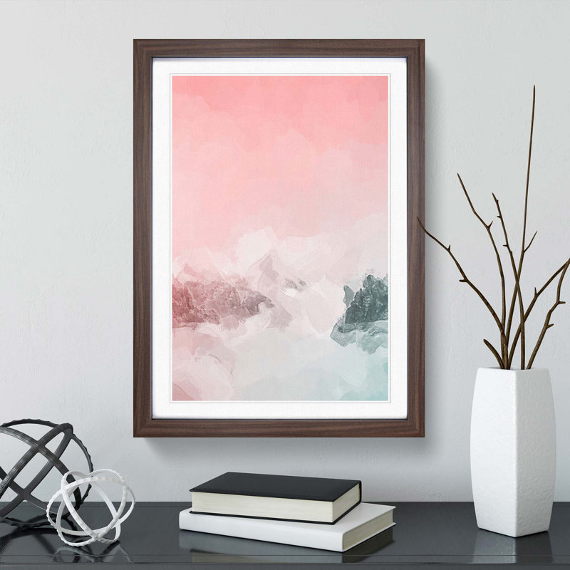 Cloudy Mountains in Abstract - Picture Frame Graphic Art Print, 65cm H x 48cm W x 2cm D, Walnut Framed