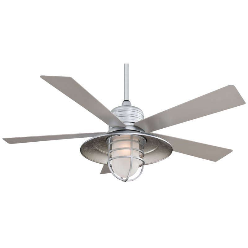 54" Galvanized Silver Industrial Ceiling Fan with LED Light and Remote