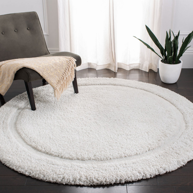Tapis ivoire en coton touffeté à la main Wilbert, Rond 6 pi