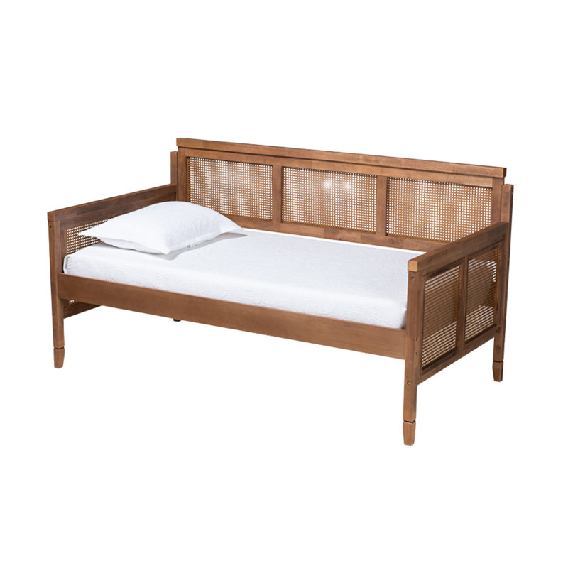 Lit de jour simple Flair avec rotin synthétique et finition frêne cendré, H 41,41 po x l 78,15 po x L 40,96 po, Lit simple