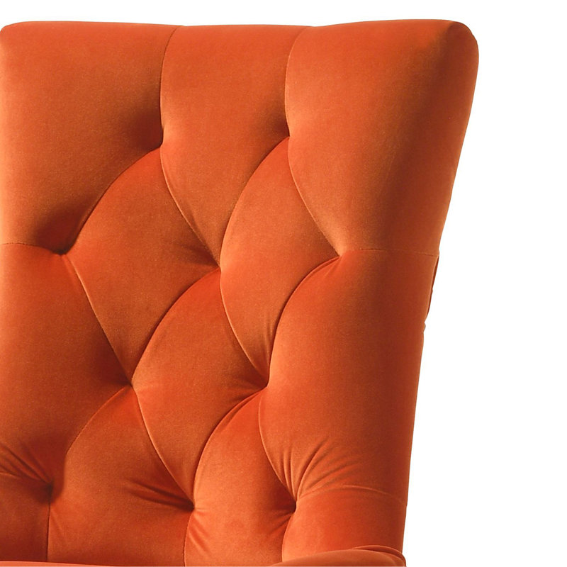 Ensemble de 2 chaises d'appoint en velours orange et chêne vieilli Farren, Orange