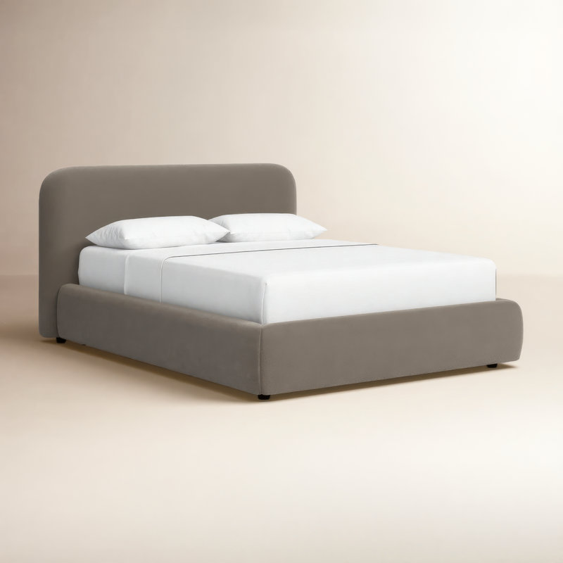 Bella Upholstered Platform Bed, Queen, Elite Ash Performance Chenille