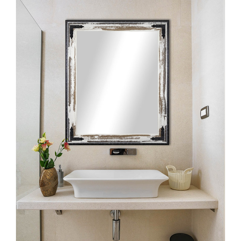 Miroir pleine grandeur rustique patiné, H 38,5 po x l 32,5 po, Crème