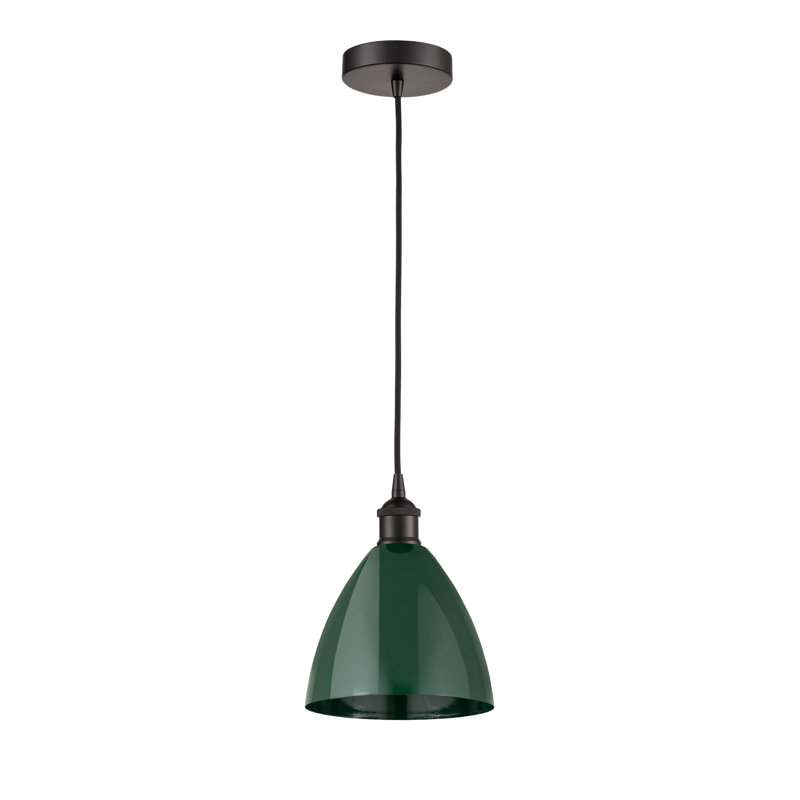 1 - Light Single Drop Pendant Pendant, Green, Oil Rubbed Bronze, 11.25" H x 7.5" W x 7.5" D