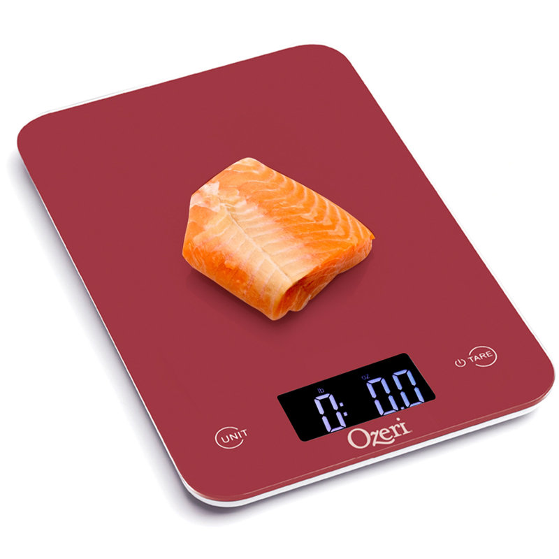 Ozeri Touch Professional Digital Kitchen Scale (12 lbs Edition) in Tempered Glass, Red