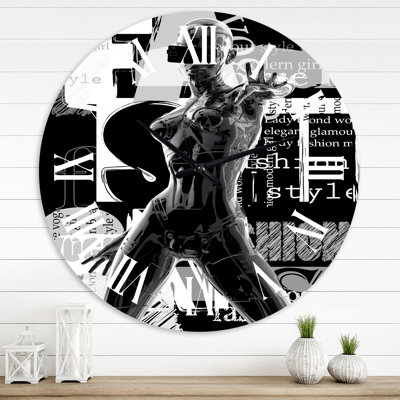 Monochrome Cyborg Body II - Modern Wall Clock