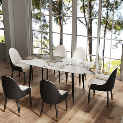 6 - Person Sintered Stone Top Four-leg Dining Set
