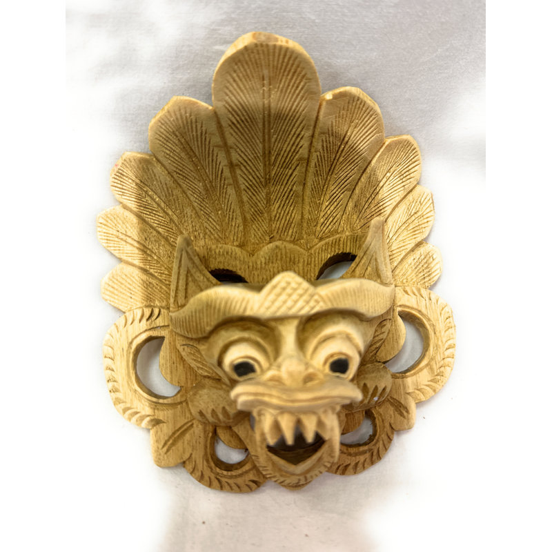 Hand Carved Solid Wood Barong Mask 14 Cm