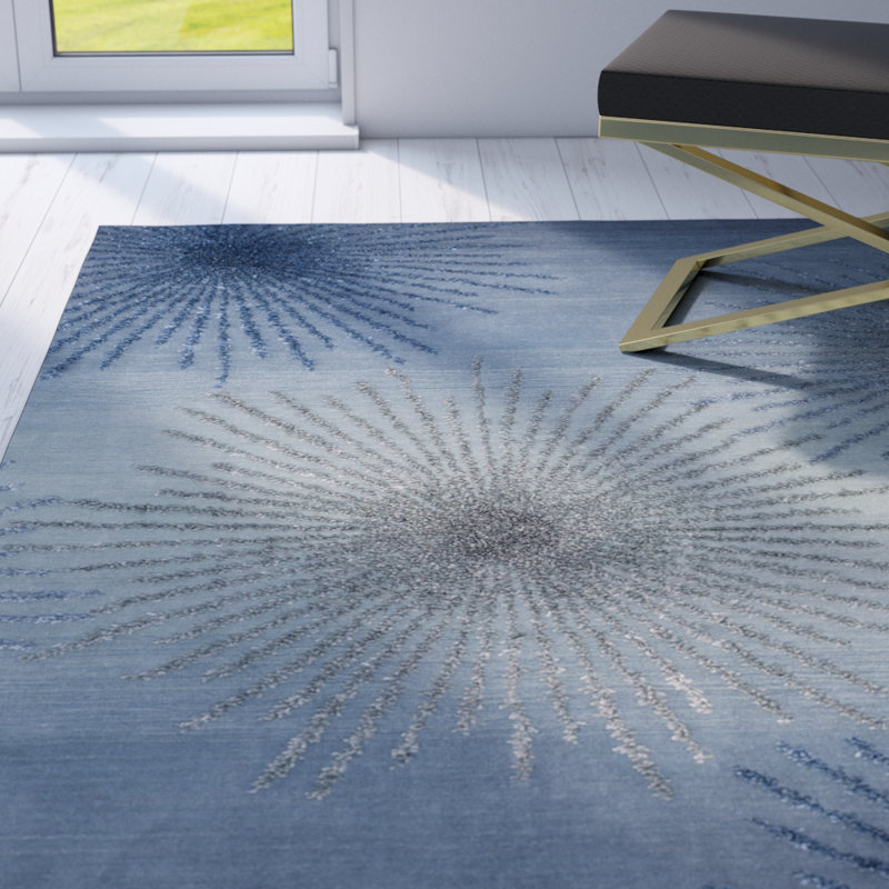 Amier Hand Tufted Wool And Viscose Abstract Rug, Rectangle 3'6" x 5'6"
