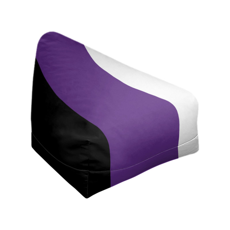 Sacramento Bean Bag Chair & Lounger, 27" x 27" x 30", Black/Purple/White
