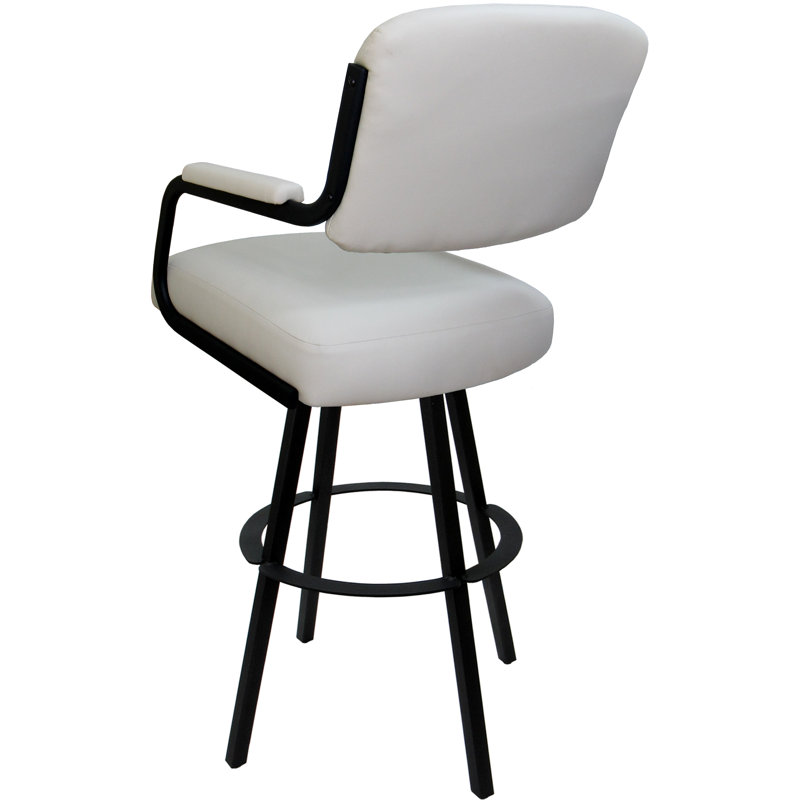 Kambria Swivel Metal Extra Tall Bar Stool 34" Seat On Warren Base, Beige Vinyl/Black Frame