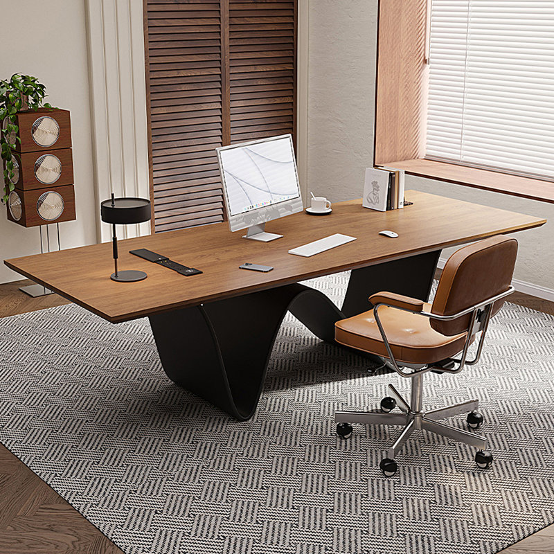 Bureau en bois massif brun simple et moderne de 55,12 po, H 28,74 po x l 55,12 po x P 27,56 po