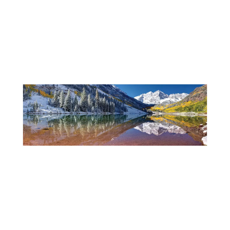 Fall Season At Maroon Bells Panoramic Image by OLena Art - Wrapped Canvas Panoramic Gallery-Wrapped Canvas Giclée