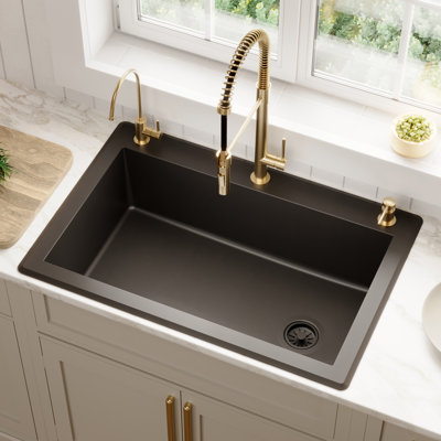 Karran Drop-in Quartz Composite 33'' X 22'' 1-Hole Single Bowl Kitchen Sink