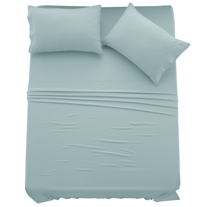 Lux Decor 4-Piece Ultra Soft Microfiber Sheet Set Deep Pocket Fitted Sheet, Wrinkle-Resistant & Easy Care Bedding, Spa Blue