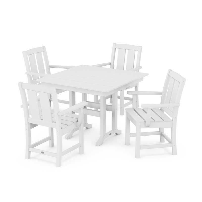 Mission 5-Piece Farmhouse Dining Set, White