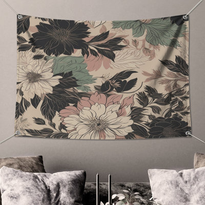 Vintage Floral Illustration Wall Tapestry - Floral Wall Decor