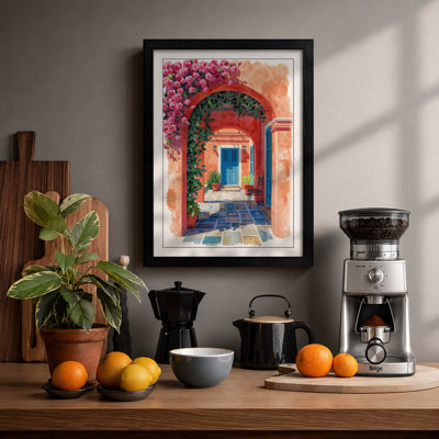 Mediterranean Courtyard Boho - Framed Print