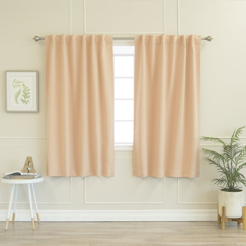 Bantam Solid Blackout Thermal Rod Pocket Curtain Panels, Blush, 52" W x 63" L