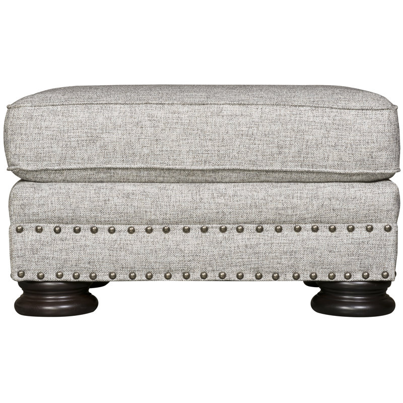 Foster Ottoman, Light Grey Polyester, Brandy