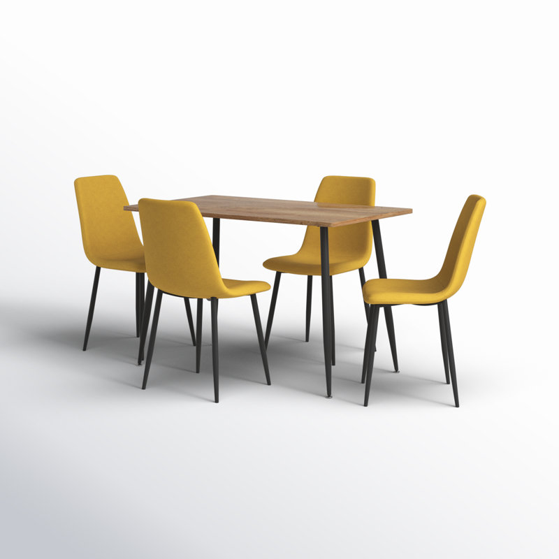 Tapscott 5-Piece Stain Resistant Upholstered Dining Set, Yellow