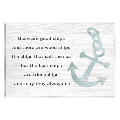" Inspirational Friendship Quote Boat Ship Anchor Silhouette " by Daphne Polselli