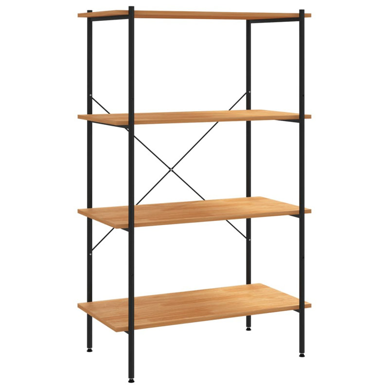 Luxullian 80cm W Steel Shelving Unit, Black/Oak
