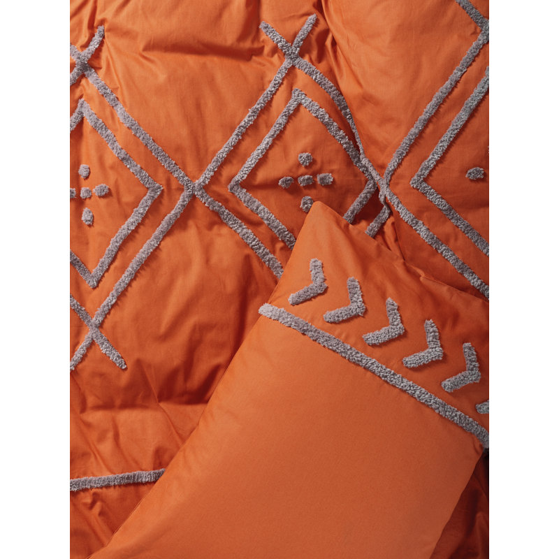 Luxury Ranforce Queen Quilt Cover Set, 100% Cotton, 78.7 x 86.6 inches | Includes 2 Pillowcases & 2 Oxford Pillowcases, Tile Red & Beige | Machine Washable, Reactive Printing, Button Closure for Elegant Style