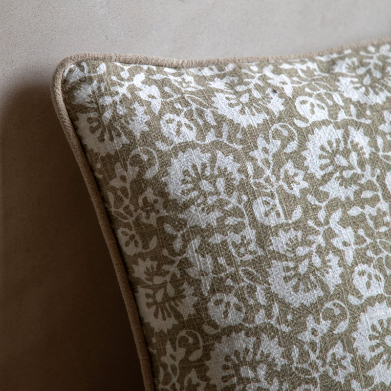 Floral Square Cushion, Taupe