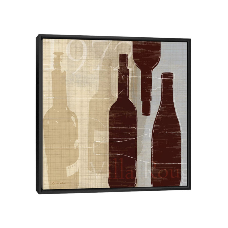 « bordeaux i », reproduction d’impression sur toile tendue, H 18 po x l 18 po x P 1,5 po, Toile avec cadre noir, Pas de tapis