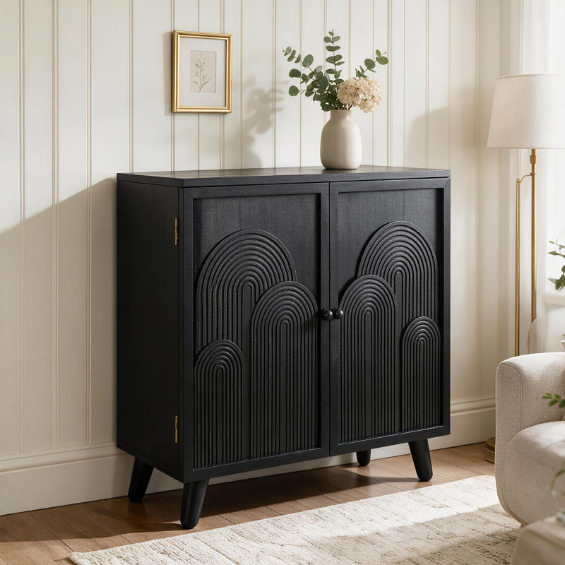 31" Black Wood Accent Cabinet