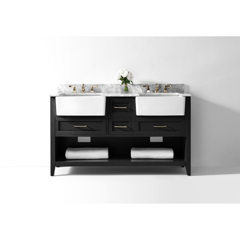 60'' W Double Vanity, Black Onyx