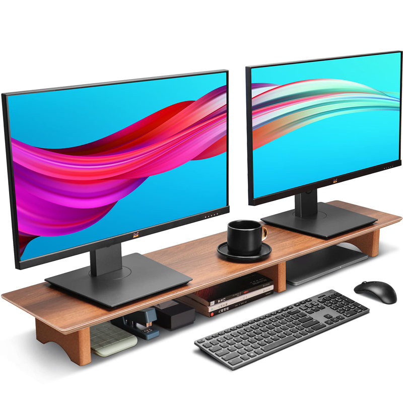 Manufactured Wood Monitor Stand, 10.5cm H x 108.5cm W x 24cm D