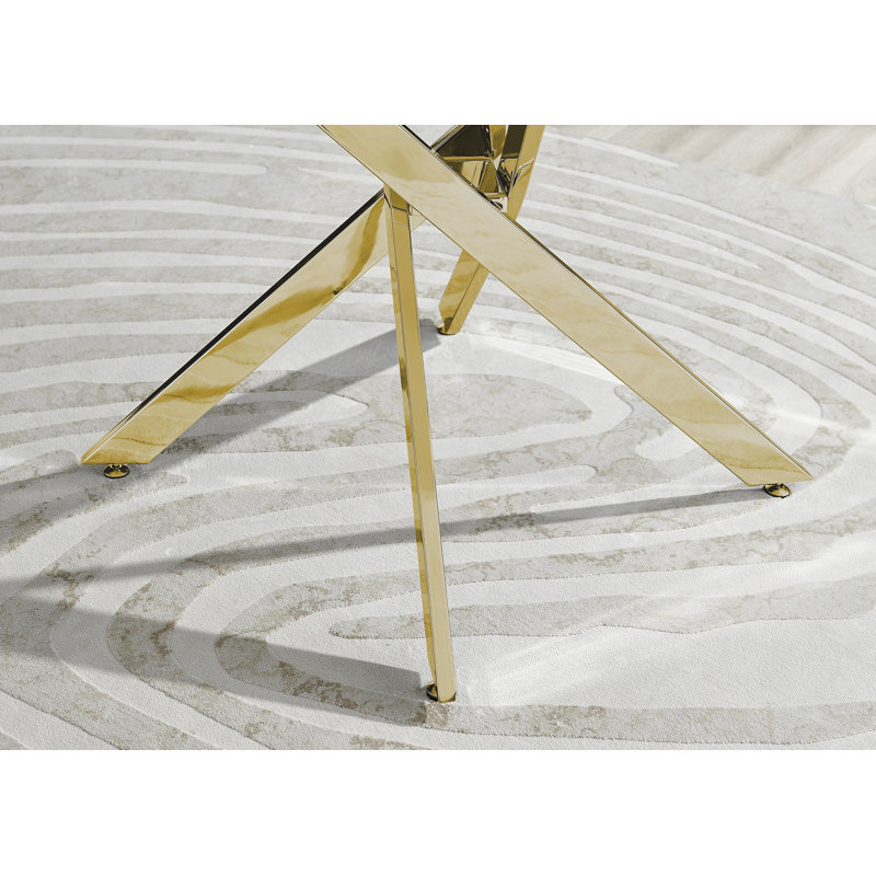 Ensemble de table de salle à manger Tierra Sleek, Blanc / doré