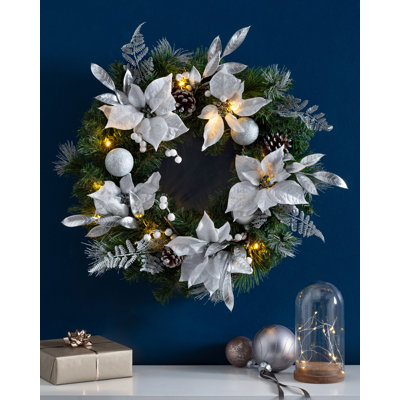 Faux Lighted 61cm Wreath