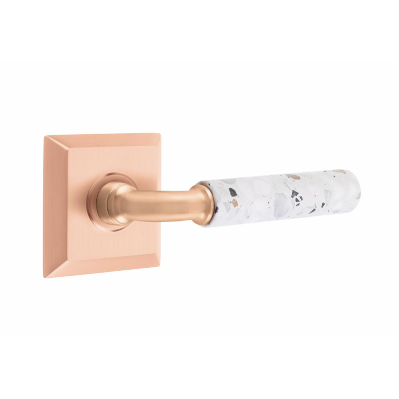 Select Passage Door Lever, Satin Rose Gold/Light Terrazzo, Universal/Reversible