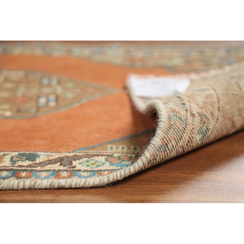Tapis traditionnel orange en laine 3 x 5