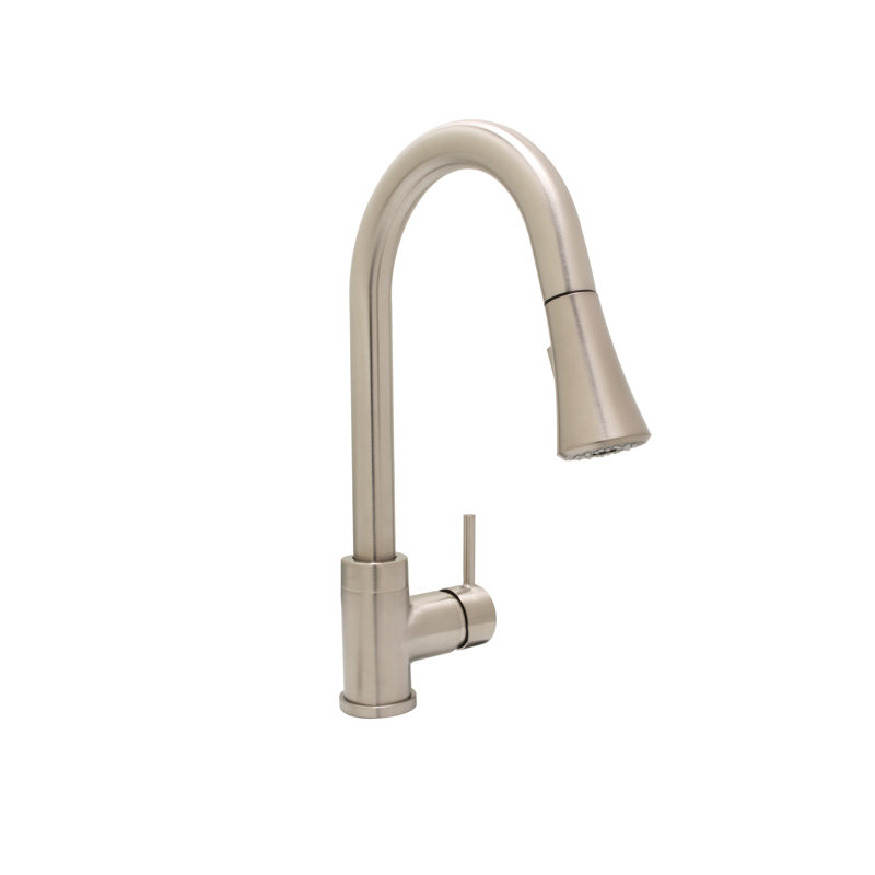 Robinet de cuisine rétractable à poignée simple, Nickel satiné