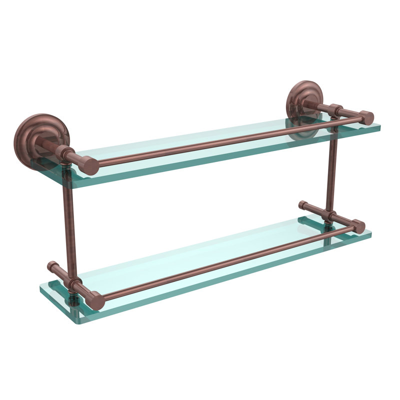Leamore 2 Piece Tiered Shelf, Antique Copper, 8" H x 22" W x 5" D